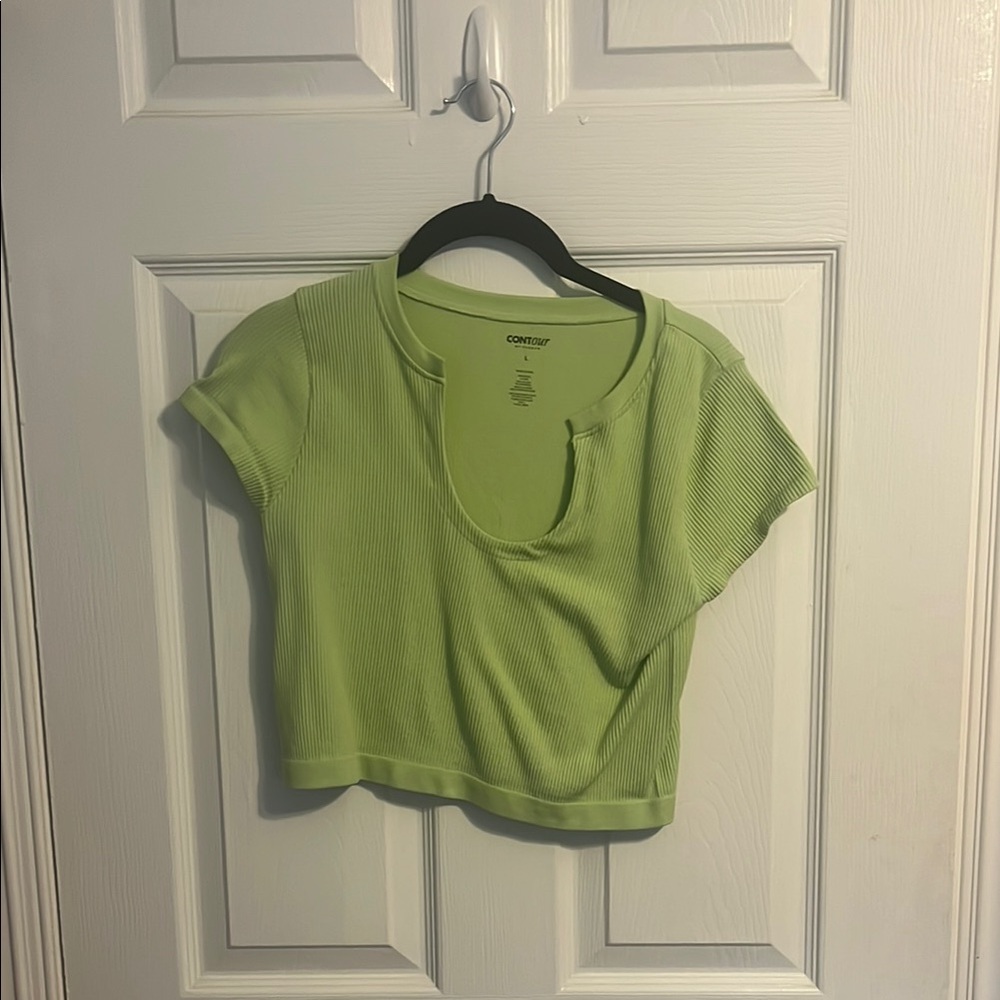 Converse Green Cap Sleeve Polo Crop Top